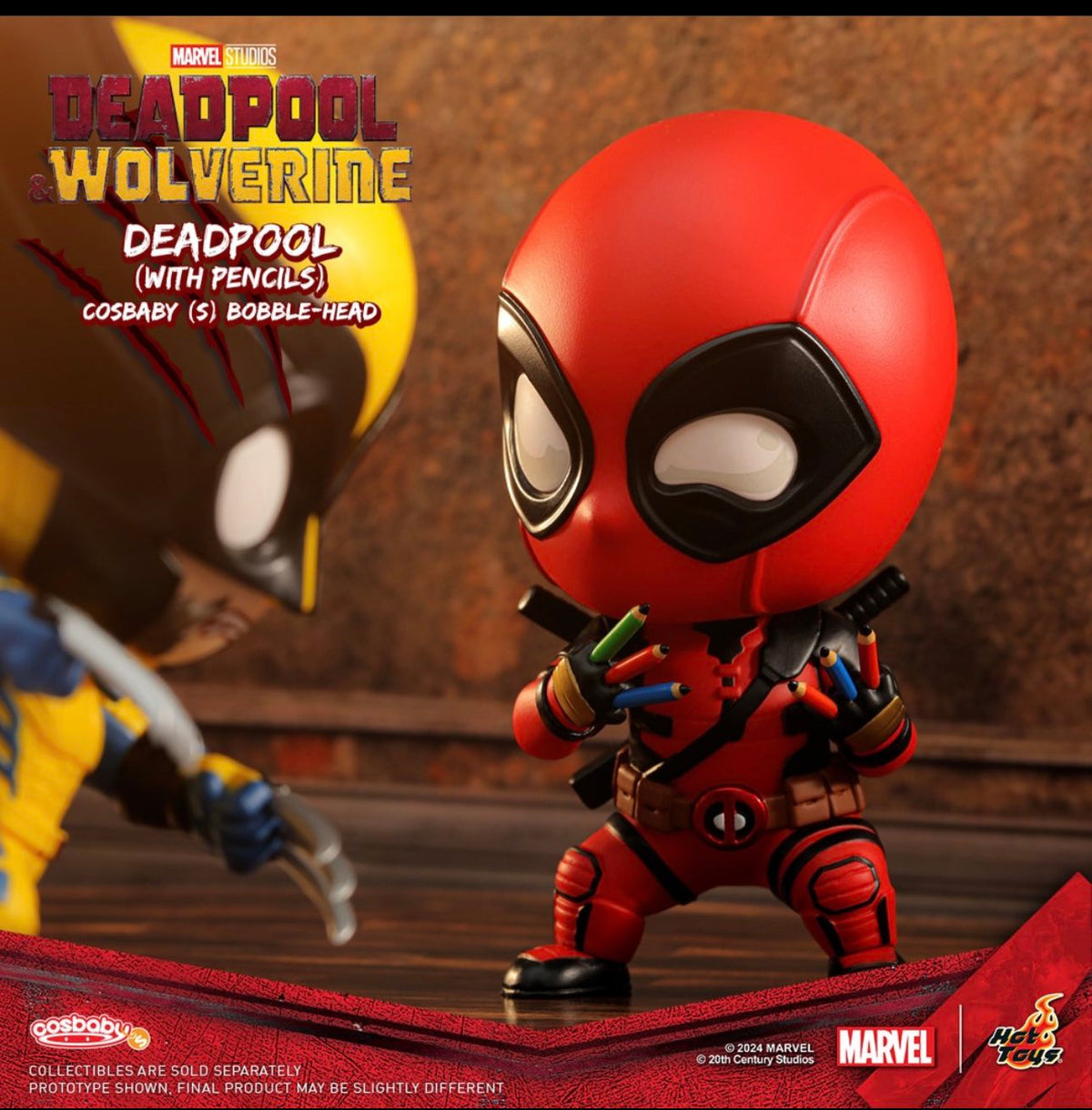 Hottoys 2024 Deadpool & Wolverine Anime Figure Deadpool Wolverine Action Figure Cosbaby